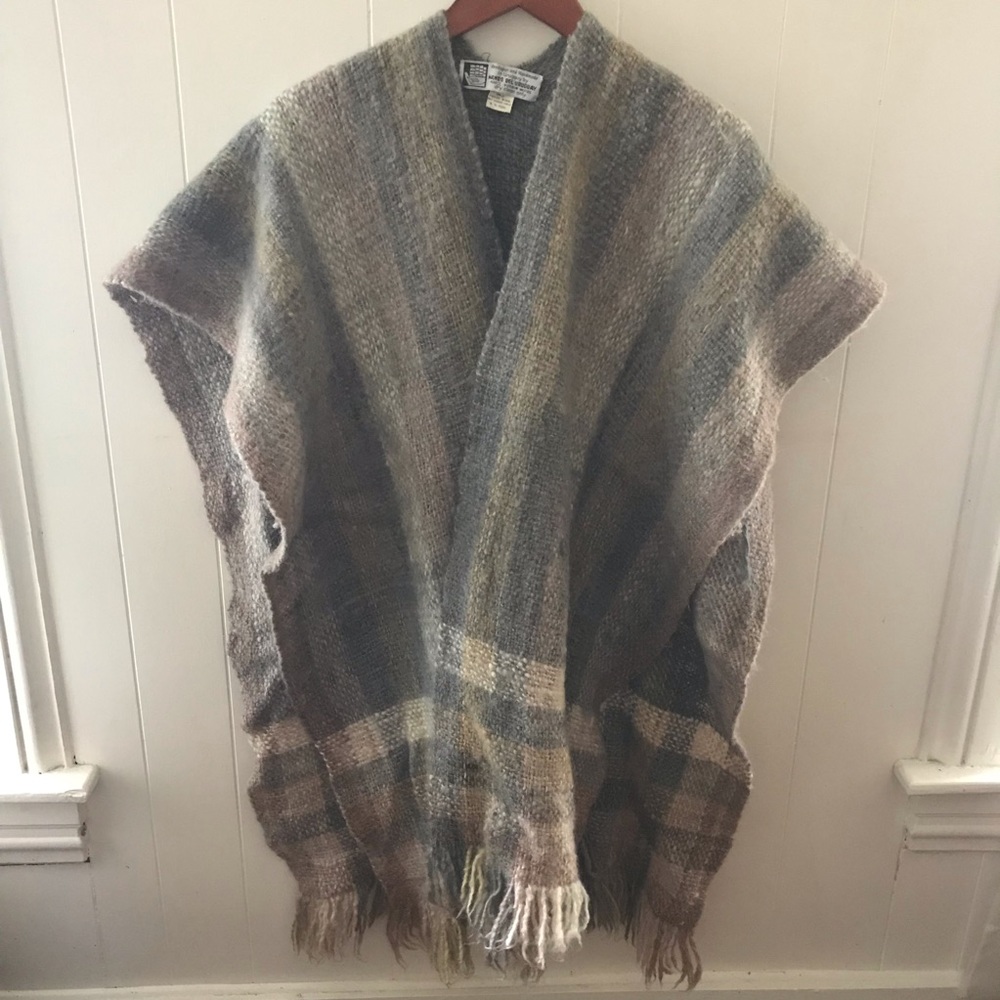 100% Wool Poncho cape shawl